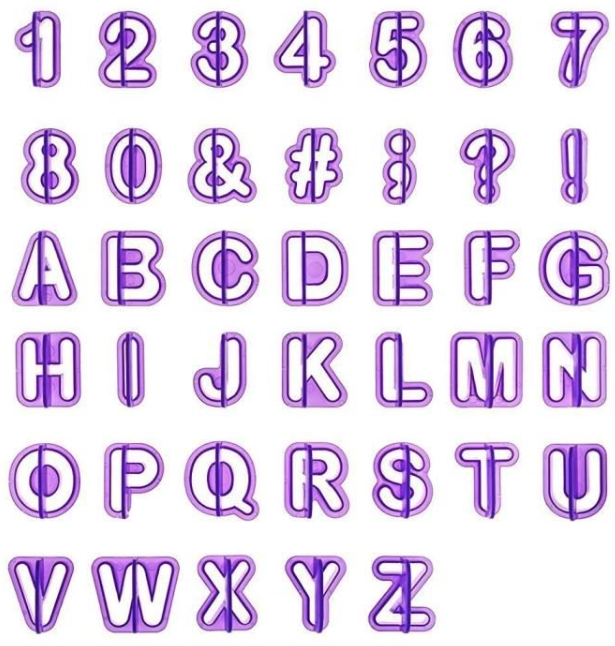 Set decupatoare litere si numere 40 piese Violet